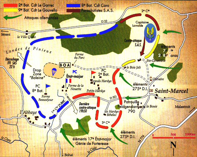 Plan de la bataille le 18 juin 1944 dans la journée